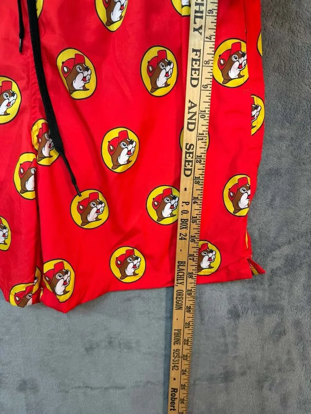 Buc-ee's Red Mania Beaver Logo Swim Shorts 2XL
